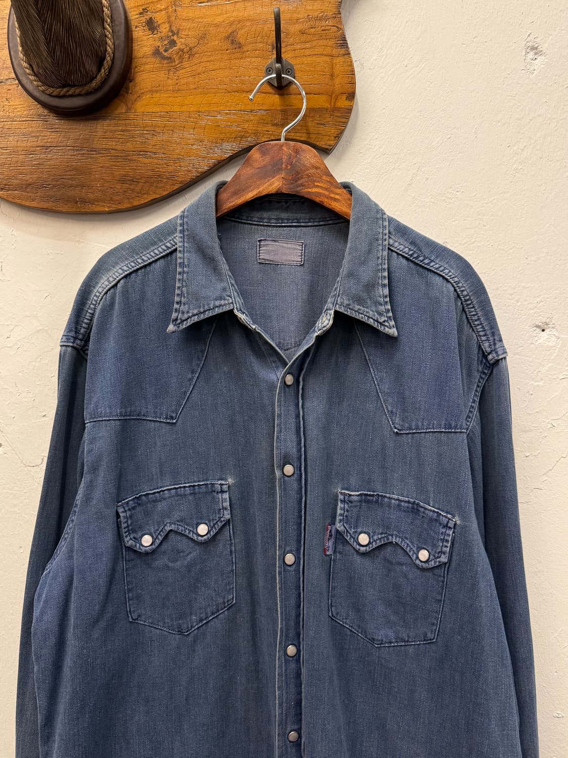XL) BLUE BLUE Denim Western Snap Shirt 상품이미지1