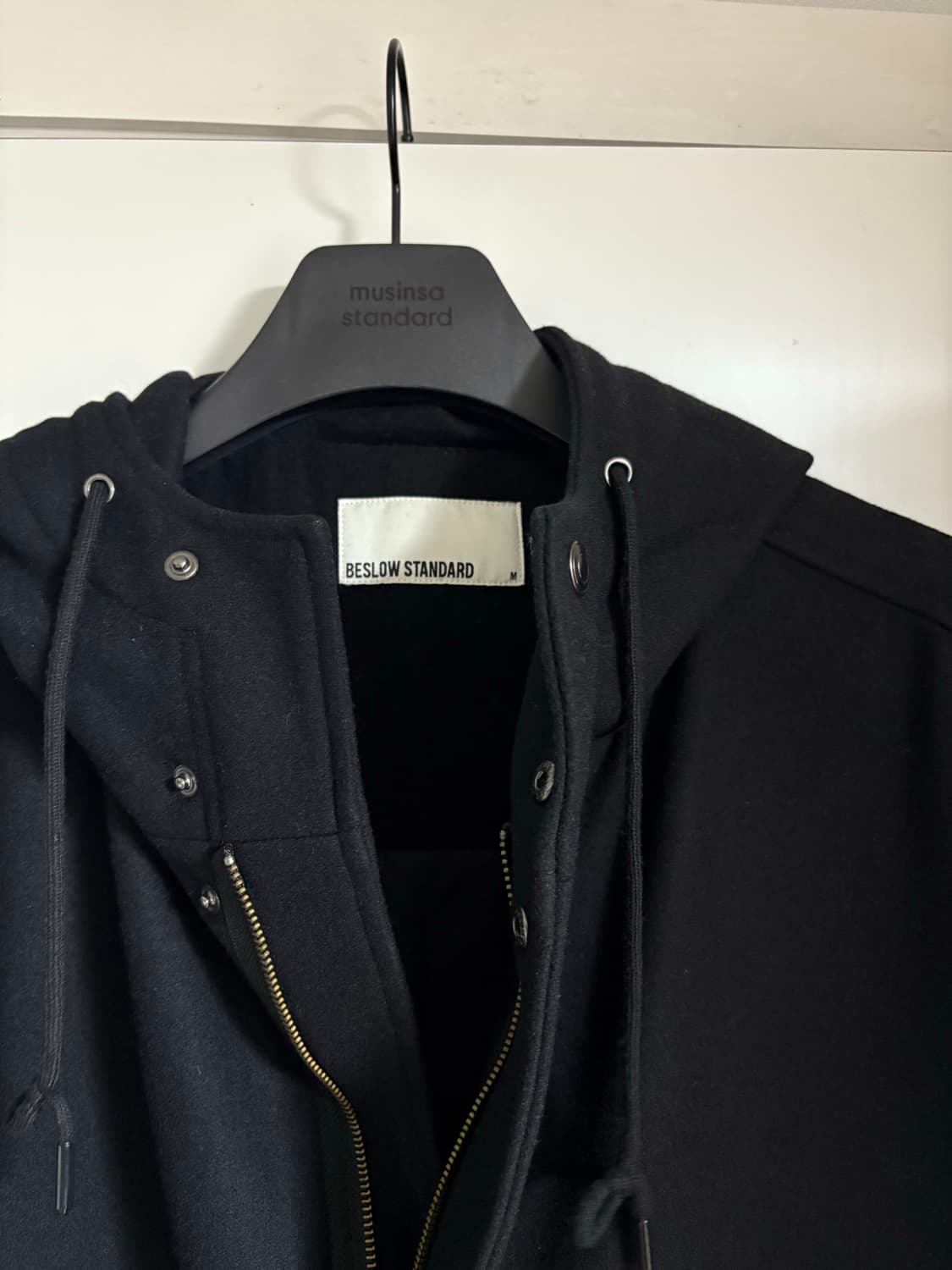 비슬로우 스탠다드 20FW 울 후디 코트 블랙 M 상품이미지5