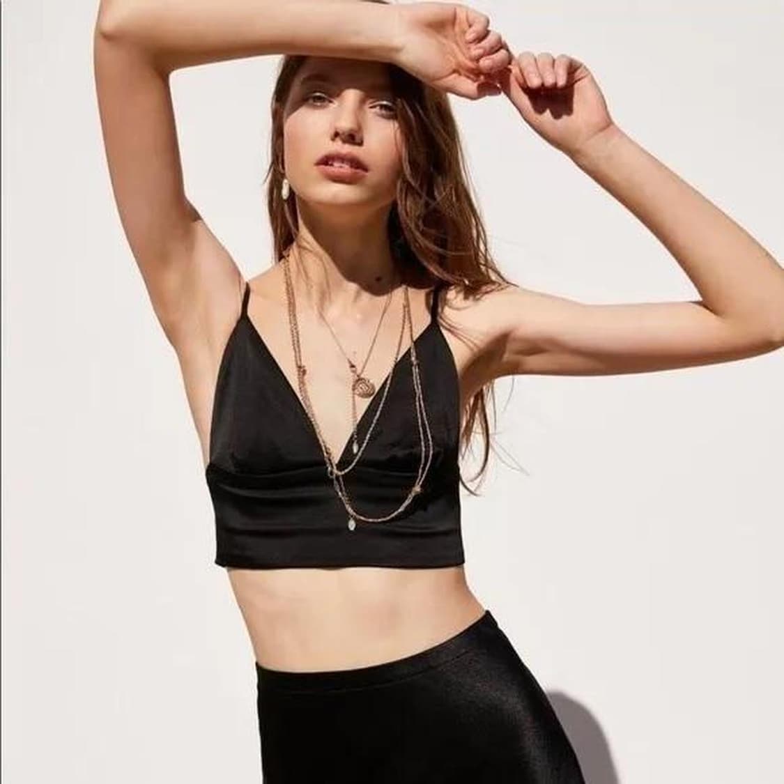 Zara 자라 새틴 브라렛 탑(화이트, 블랙) 상품이미지2