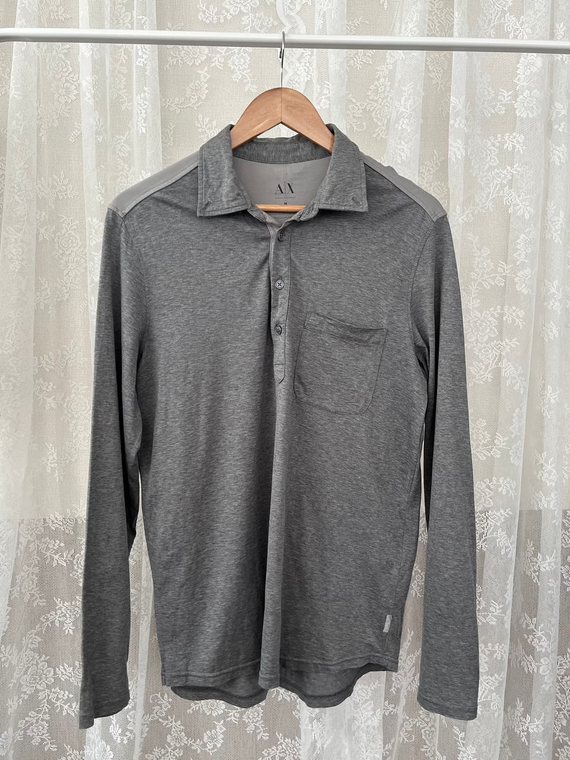 M) 아르마니 익스체인지 카라 티셔츠 그레이 상품이미지1