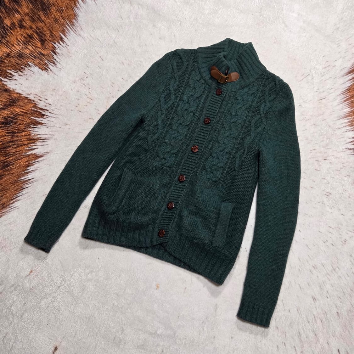 KEITH 키이스 그린 넥버클 꽈배기 가디건 상품이미지1