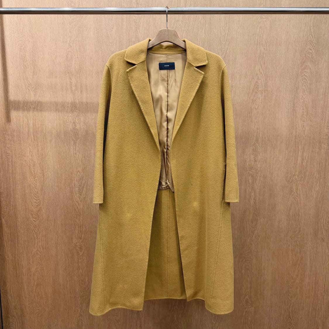 시스템 롱 코트 테일러드 카라 오픈 프론트 디테일 루즈핏 베이지 상품이미지2