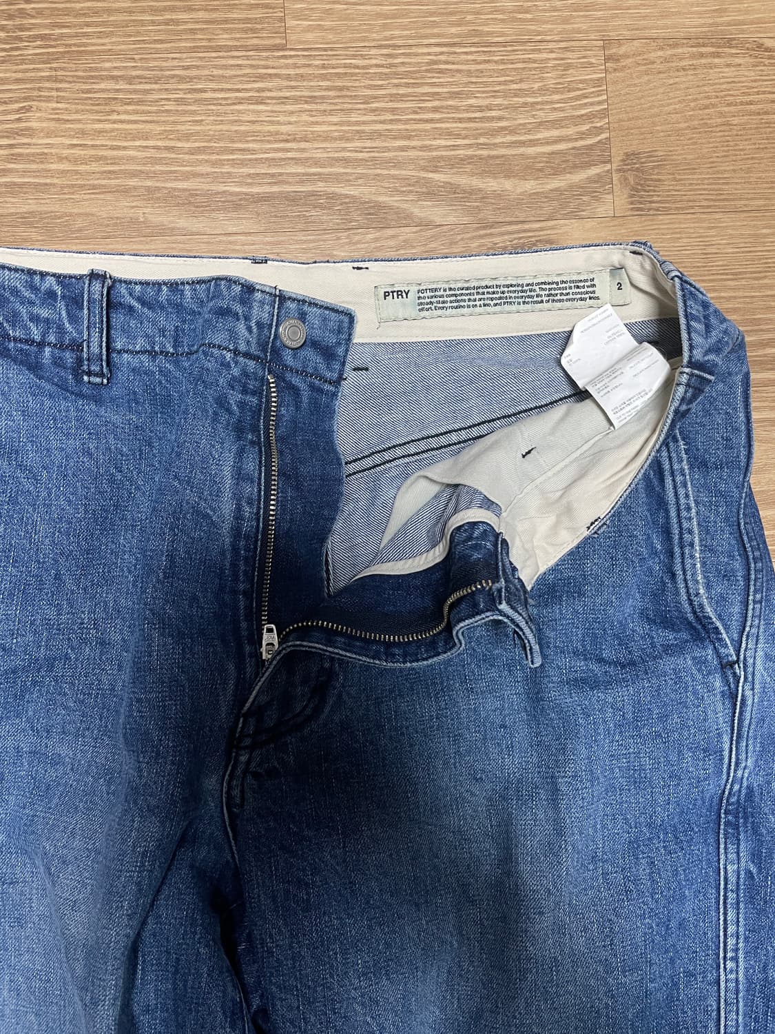 포터리 원워시드 와이드 데님 미드블루 사이즈 2 상품이미지4