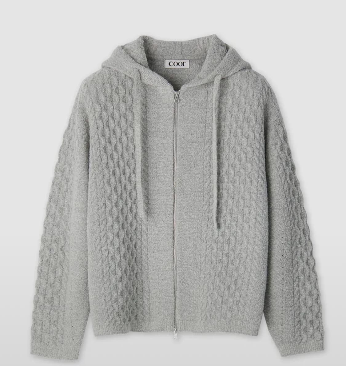 [M] 쿠어 링구사 케이블 후디드 집업 멜란지그레이 상품이미지1