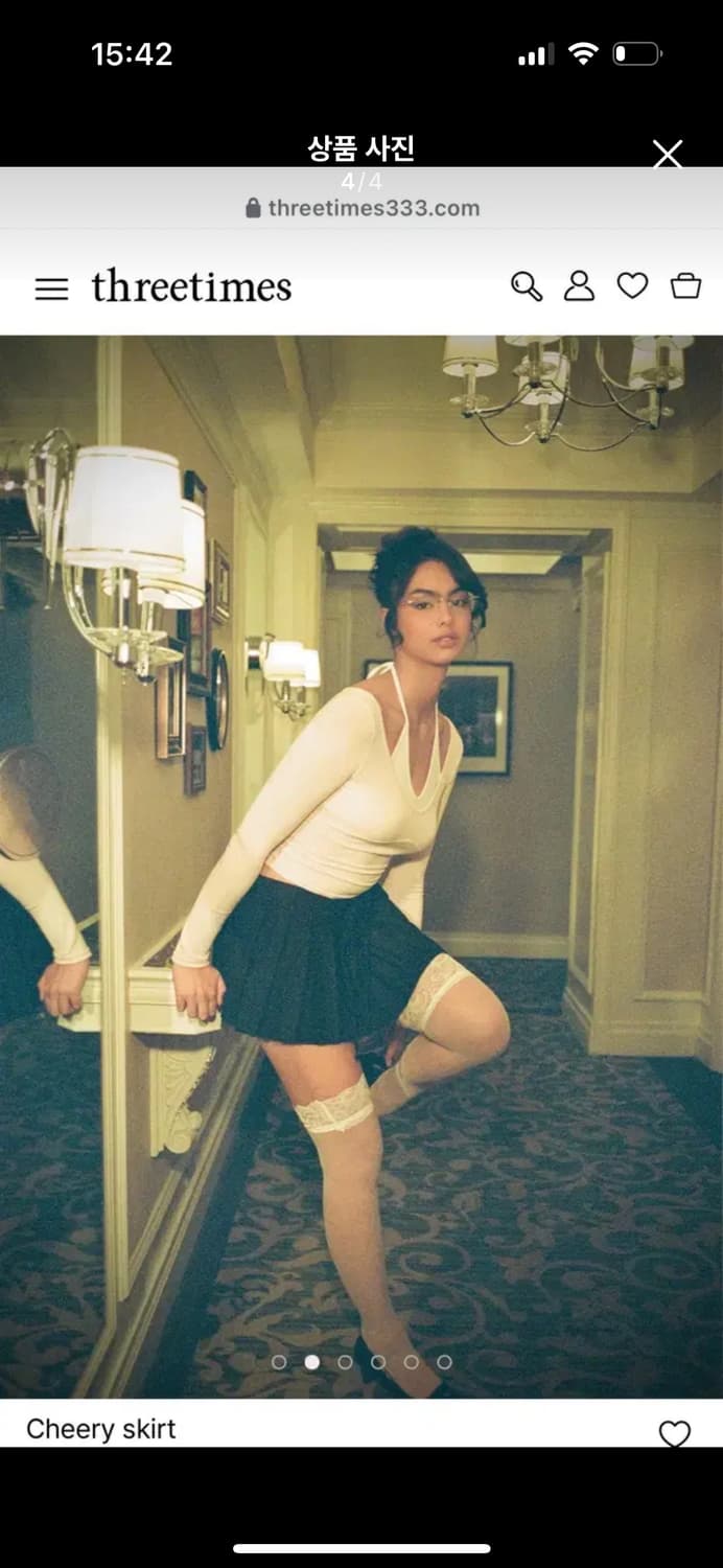 새상품 XS) 쓰리타임즈 치어리 스커트 블랙  상품이미지4