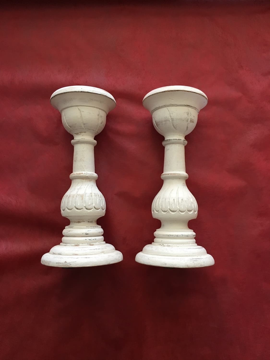 1980 스페인 빈티지 화이트 우드 캔들  2개 상품이미지2