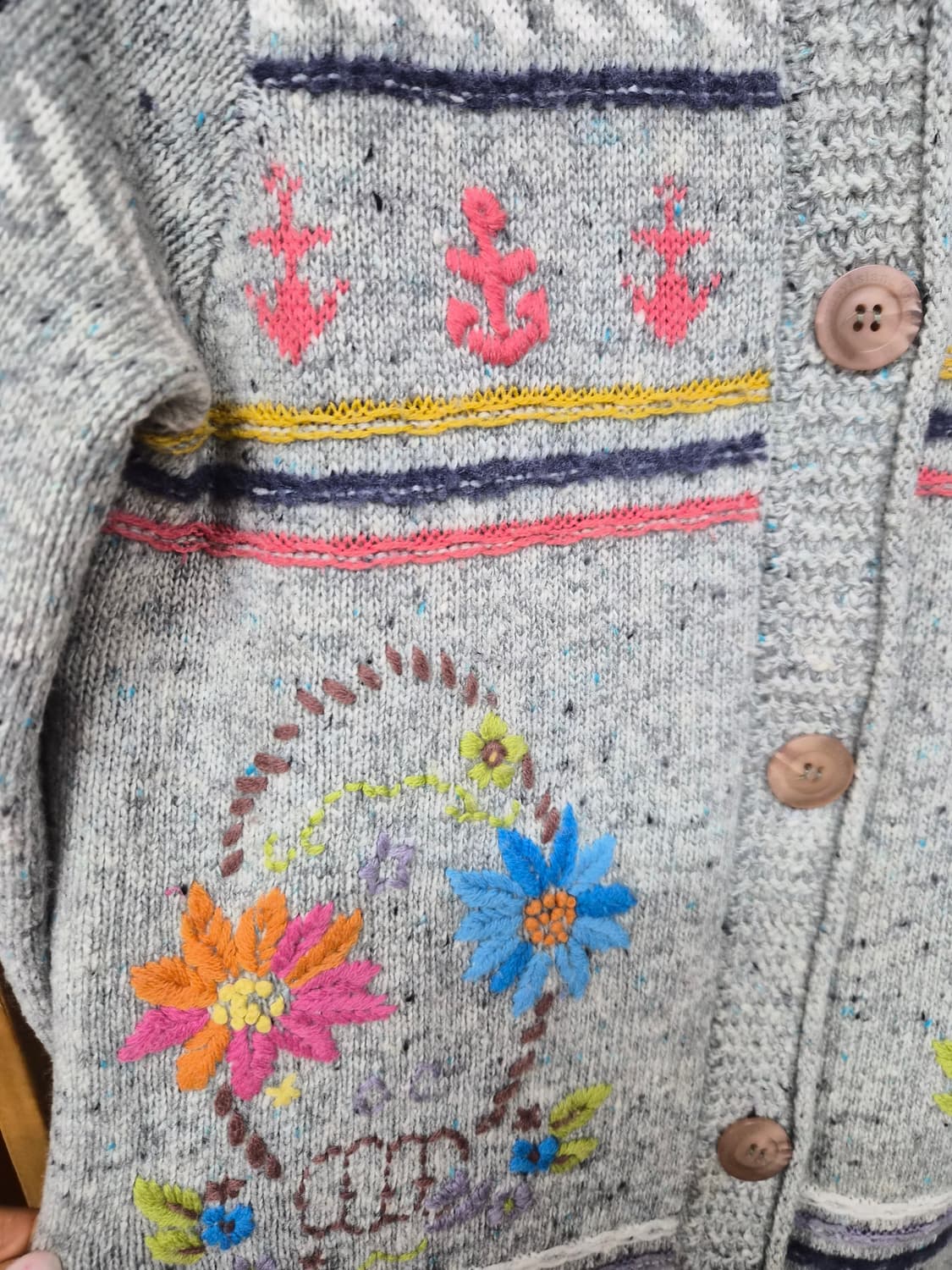 써스데이아일랜드 자수 후드롱 가디건 상품이미지3