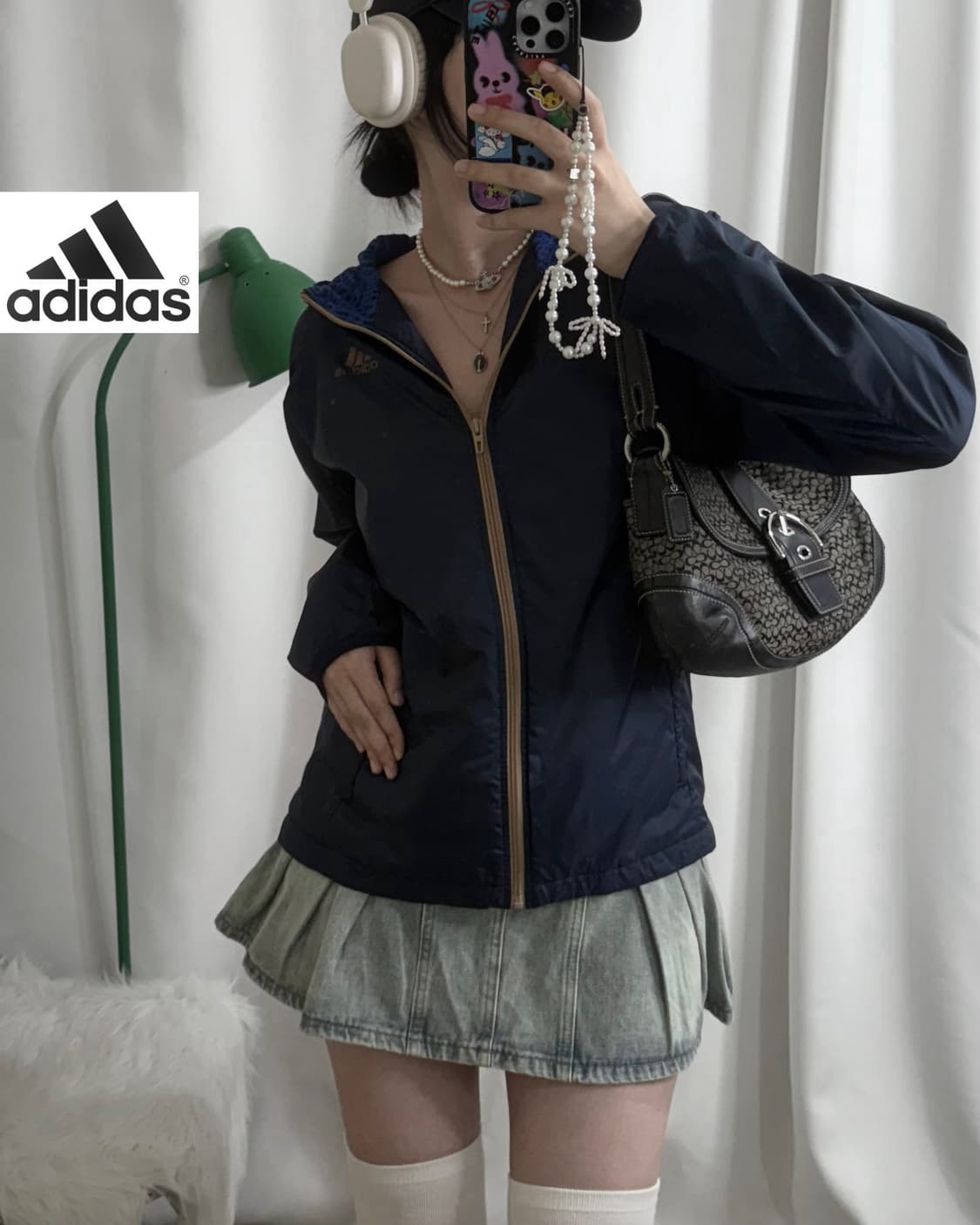 아디다스 네이비 & 레오파드 후드 바람막이 상품이미지3