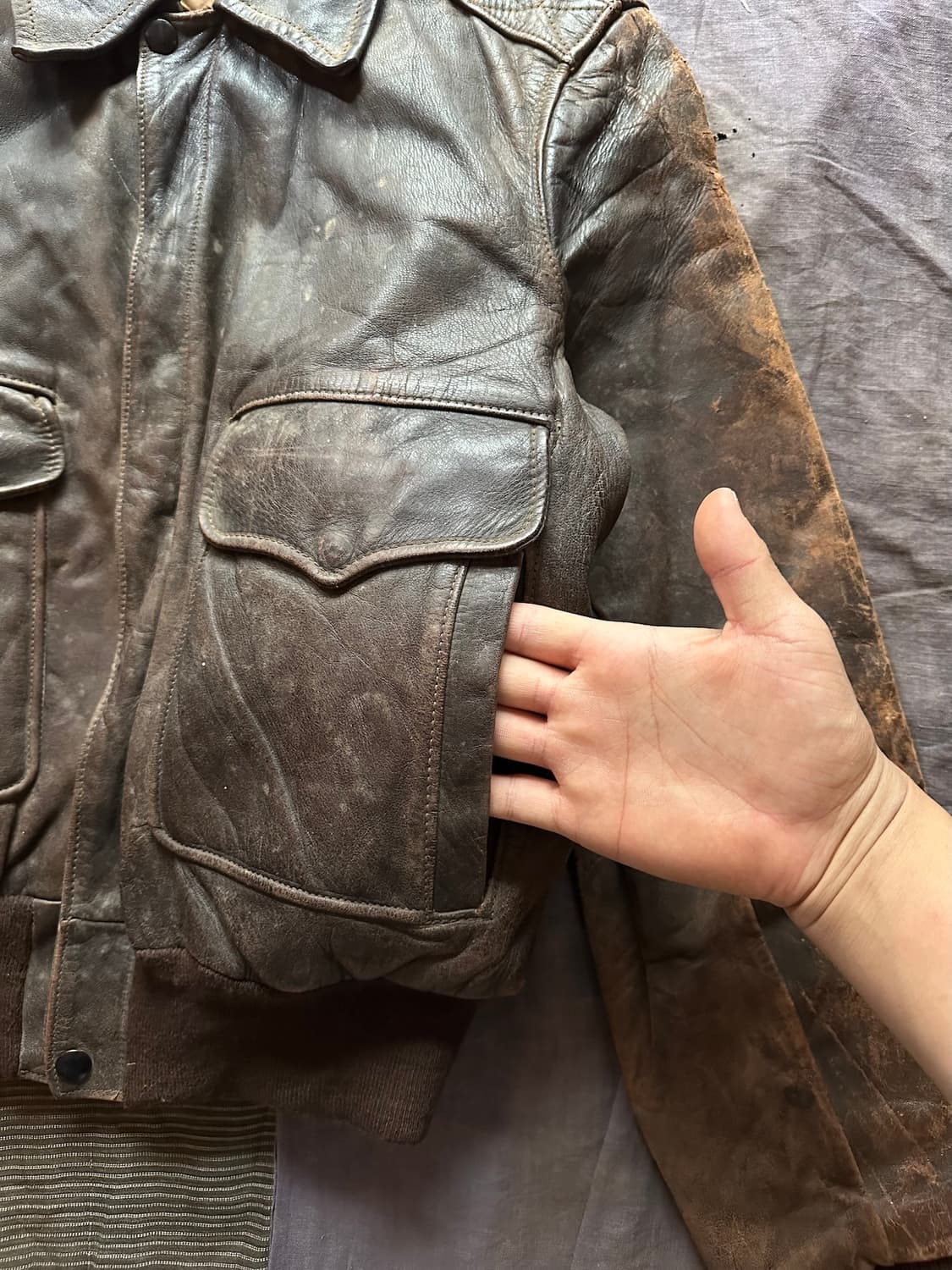 50s HERCULES USA 빈티지 허큘리스 말가죽 A-2 레더 자켓 상품이미지3