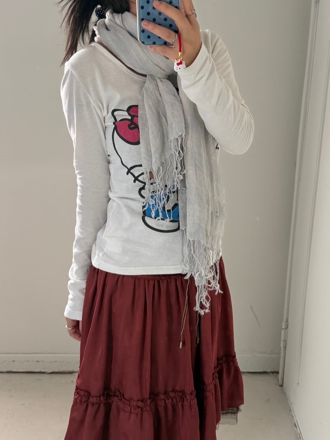 일본빈티지 모리 하구미 그레이 롱스카프 상품이미지3