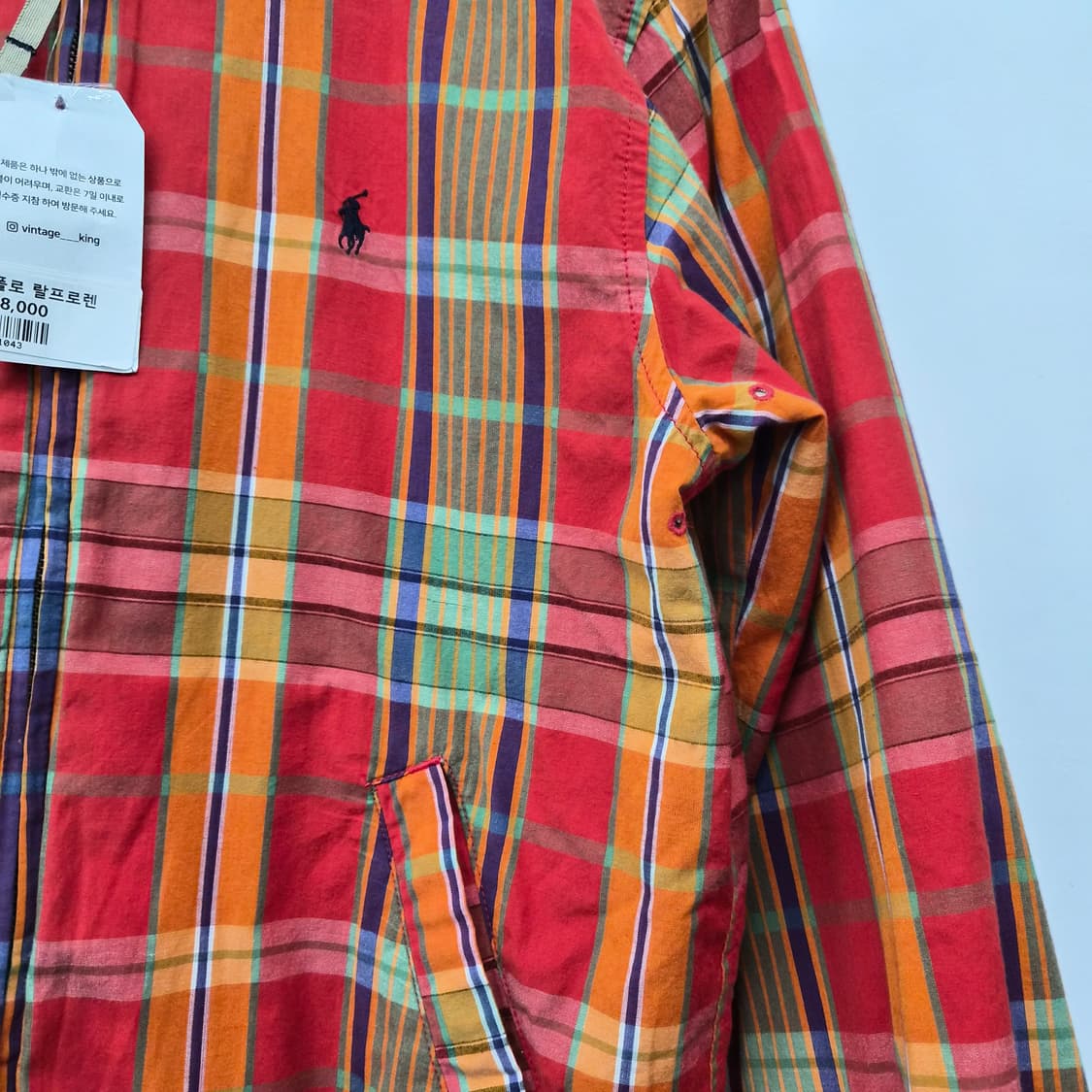 폴로 랄프로렌 체크 후드 바람막이 자켓 남성 M 상품이미지2