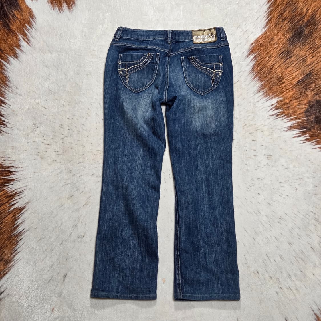 빈티지 스터드 자수 진청 스트레이트 팬츠 상품이미지1