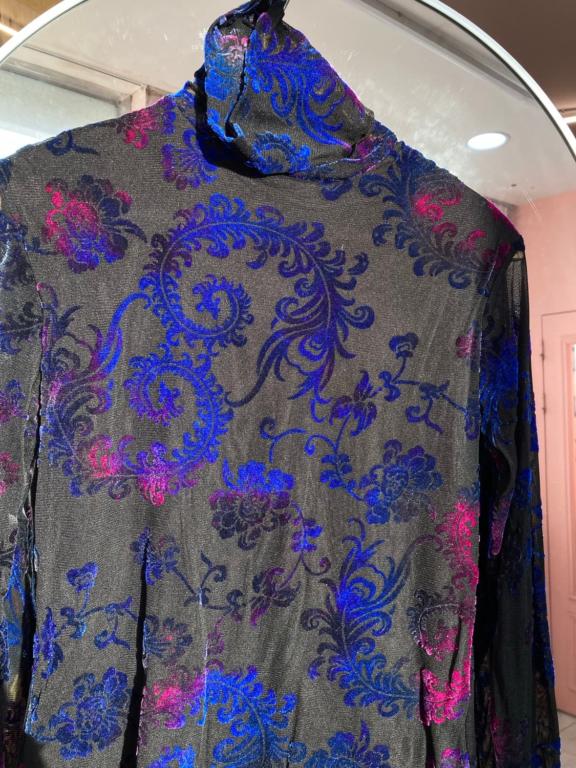 시스루 벨벳 레이스 목폴라 상품이미지2