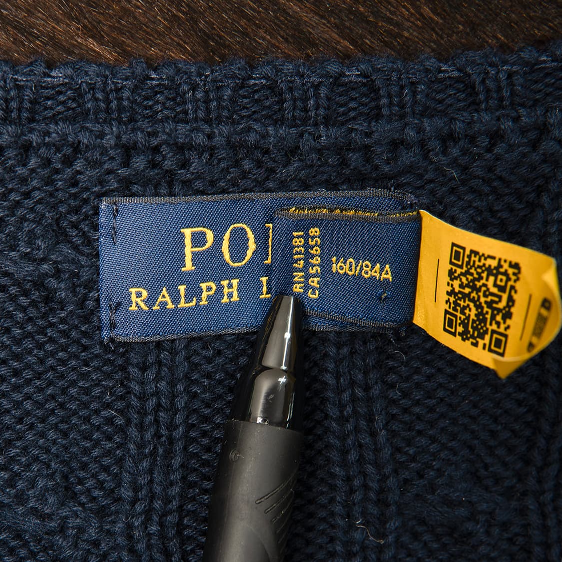 [여성 55] 폴로 랄프로렌 코튼 브이넥 케이블 니트 네이비  상품이미지5