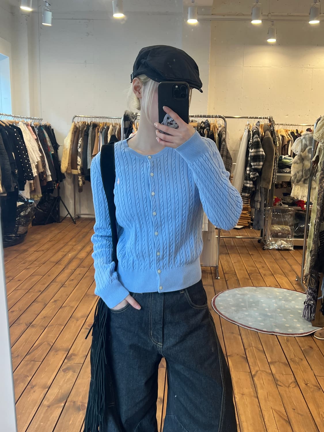 폴로 스카이블루 꽈배기 가디건 상품이미지3