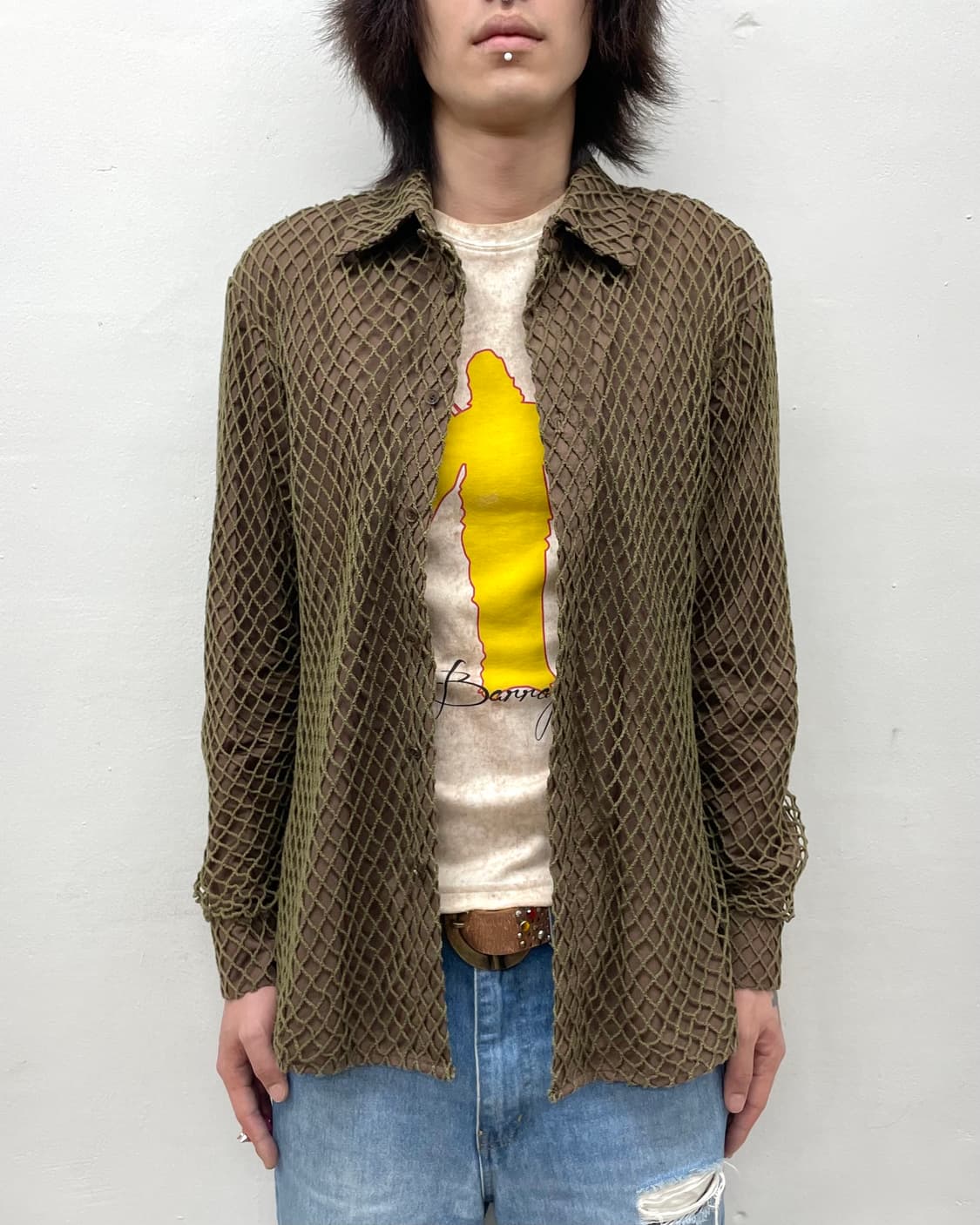 brown net play shirt  상품이미지1