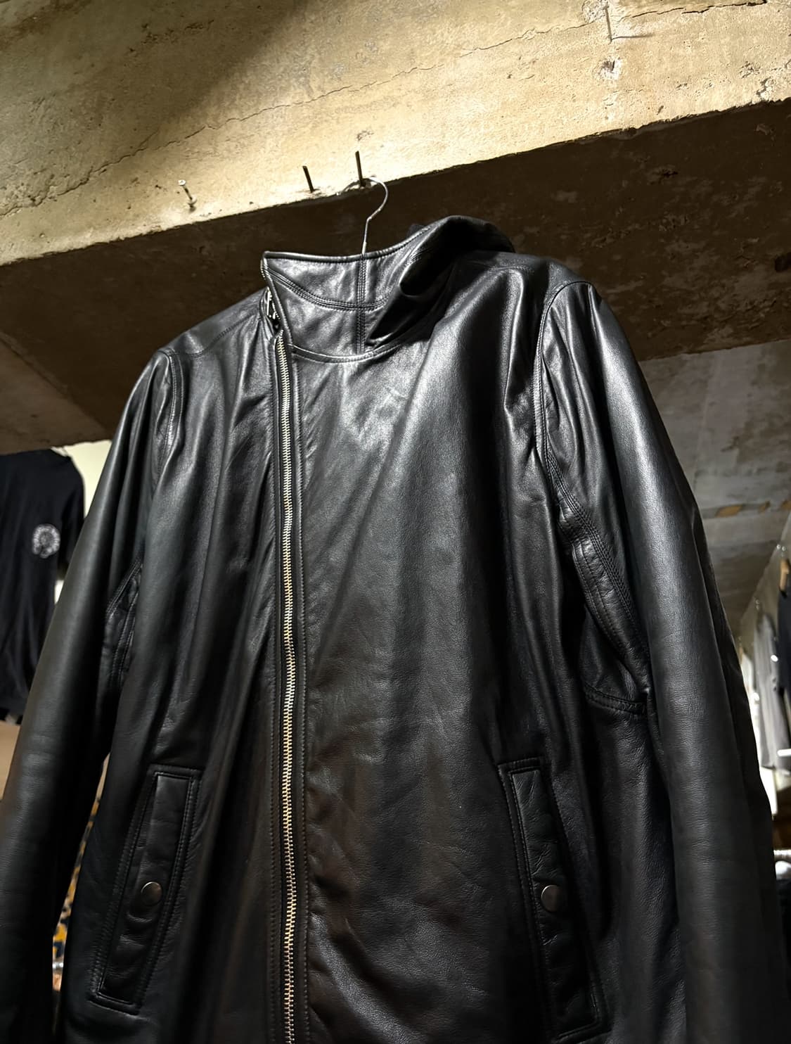 2014 rick owens 릭오웬스 아카이브 레더 사선 집업 자켓 상품이미지1