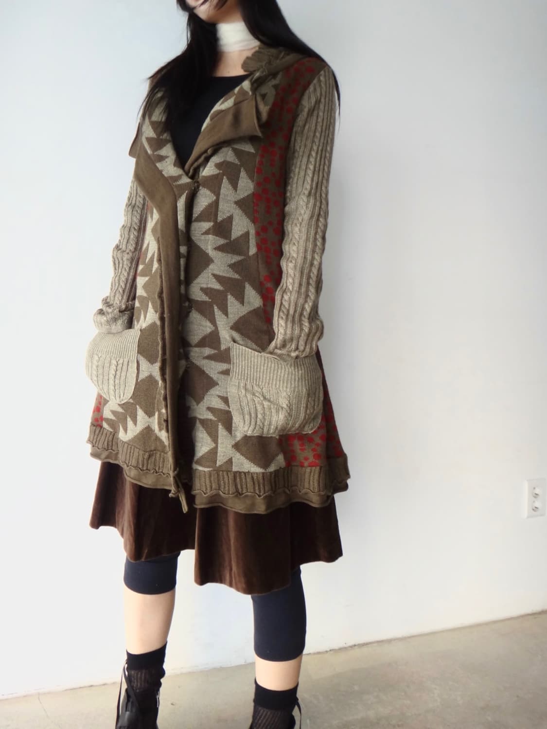Cut out patch pattern cardigan 상품이미지5