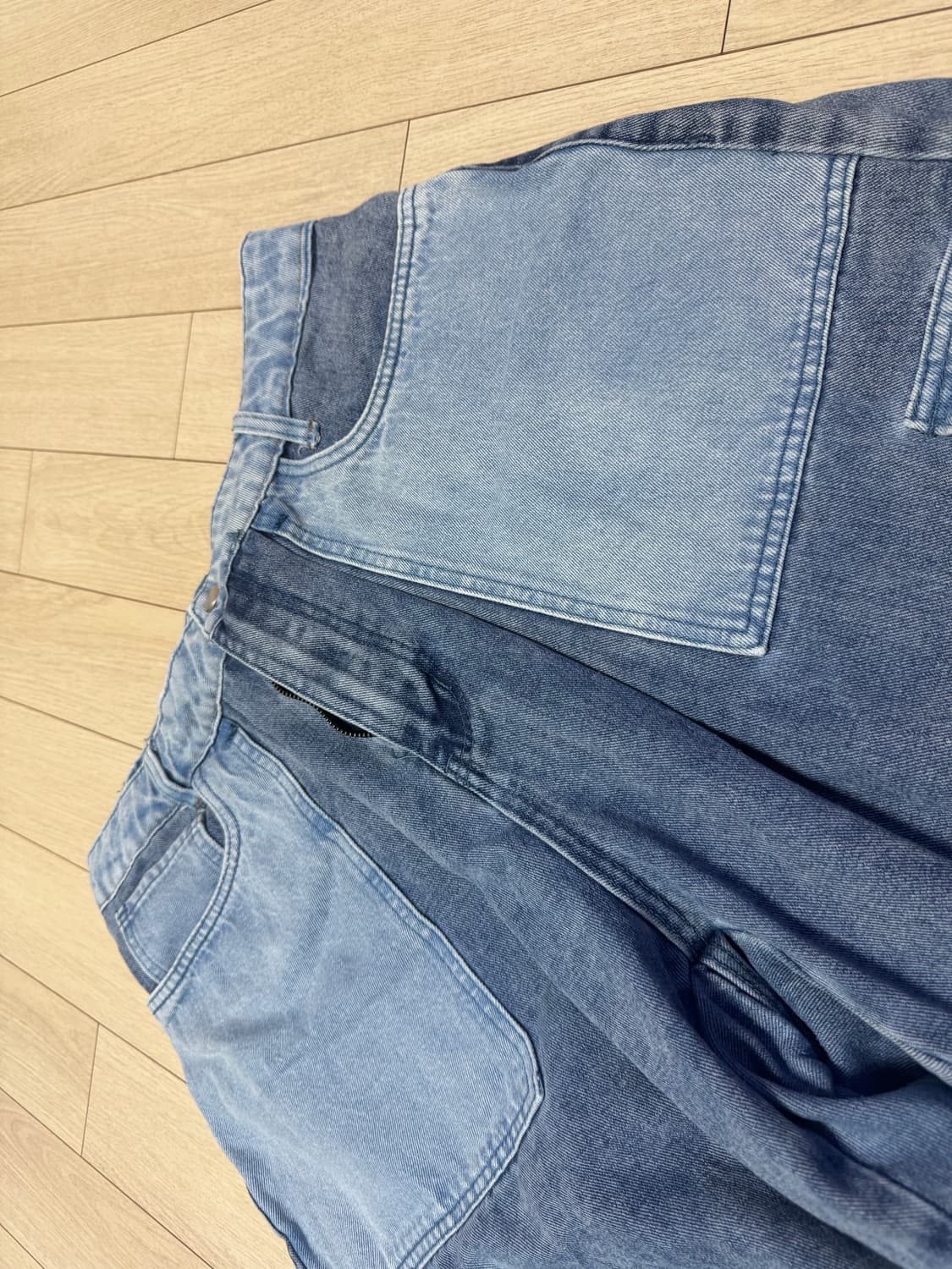 배색 카고 데님 와이드 팬츠 상품이미지5