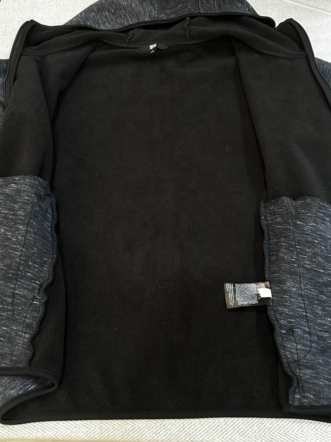 유니클로 블럭테크 플리스 후드집업 여성 L 사이즈 네이비 상품이미지9