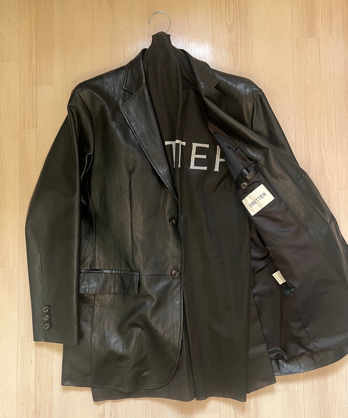 [L] 2버튼 싱글 레더 블레이저 상품이미지7