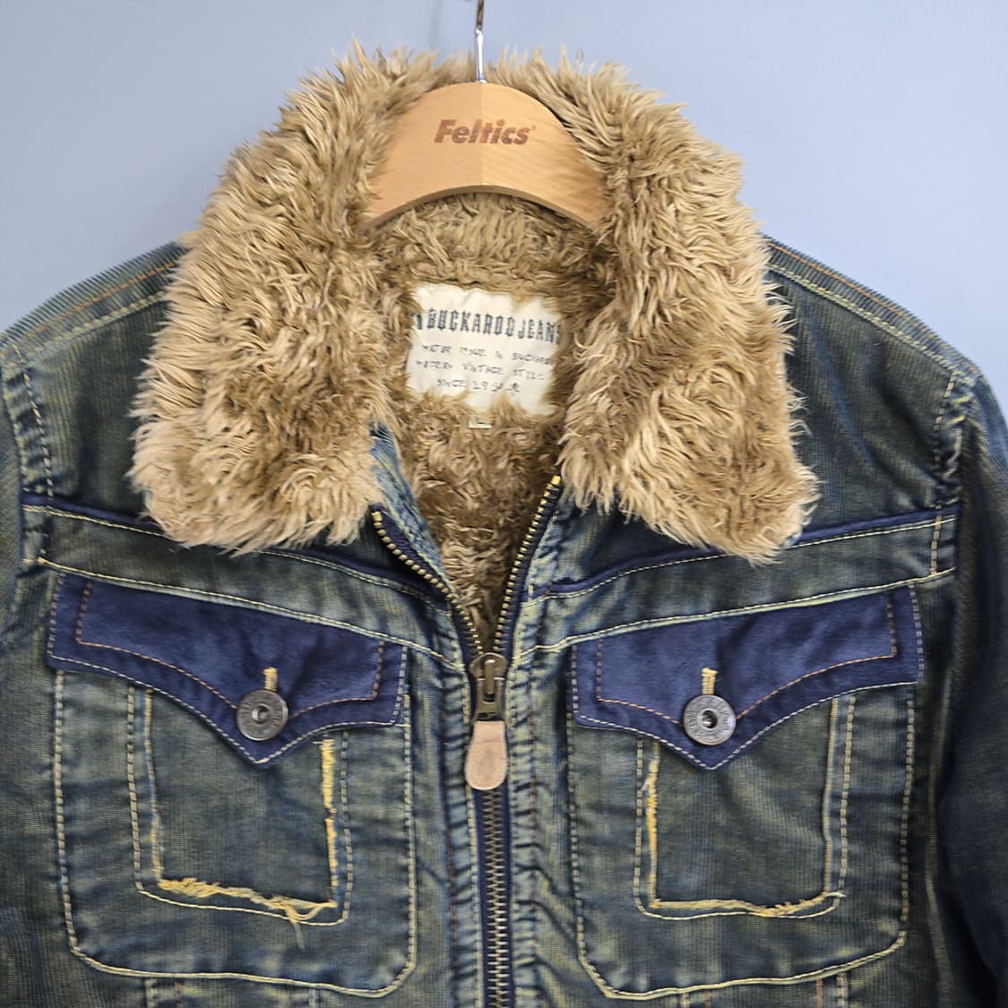버커루(BUCKAROO) 퍼카라 데님 자켓 L 상품이미지2