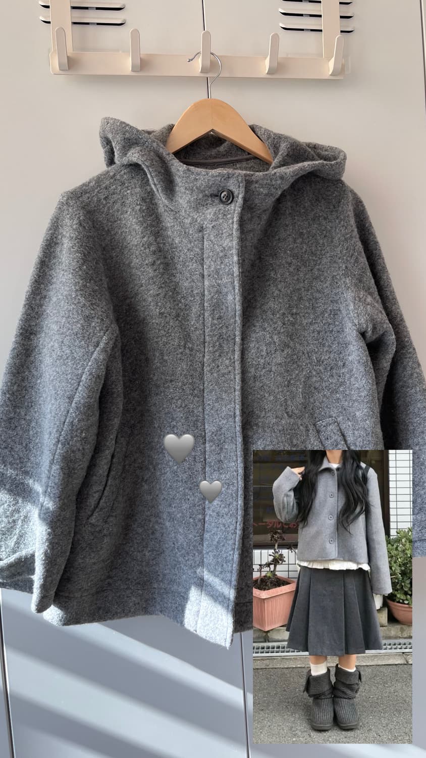 Sm2 사만사모스 하이넥 울 후드 숏코트 상품이미지5