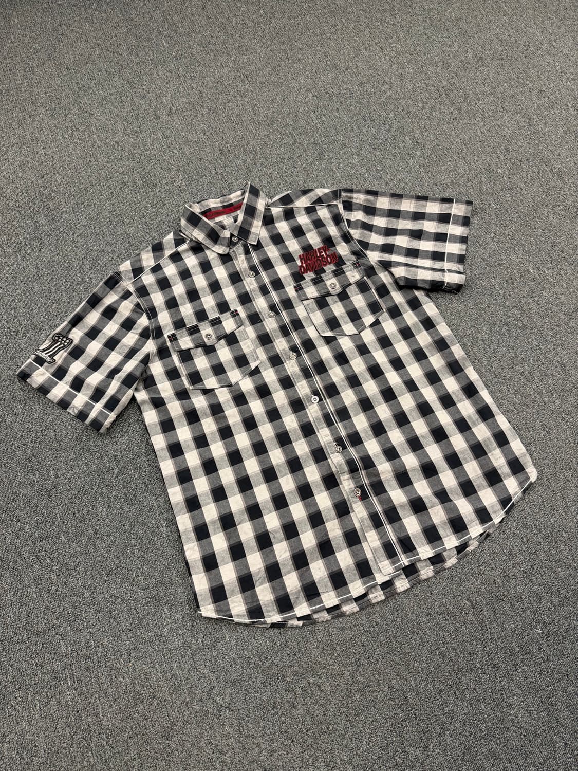 L) 할리데이비슨 빈티지 체크 반팔 셔츠 상품이미지1