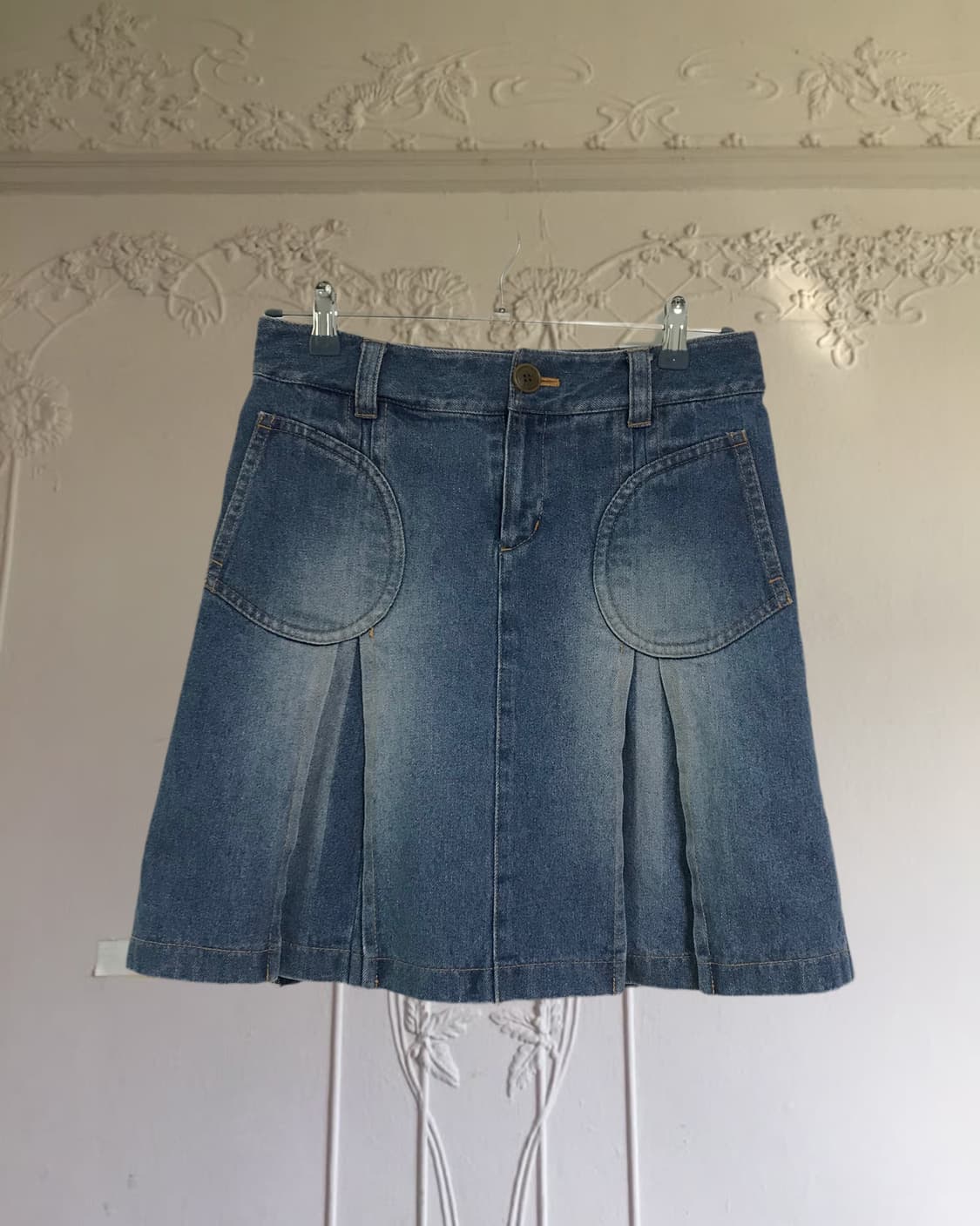 vintage denim pocket pintuck skirt  상품이미지3