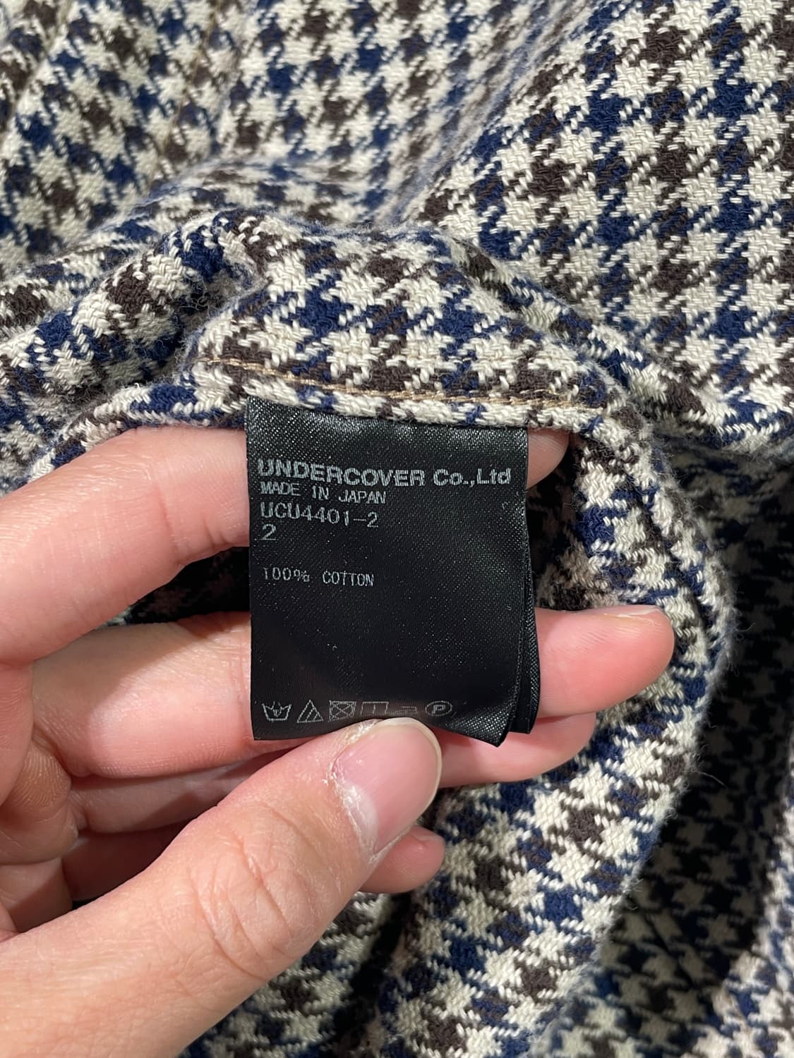 언더커버 18S/S 하운드 투스 체크 컷 오프 코튼 셔츠 상품이미지8