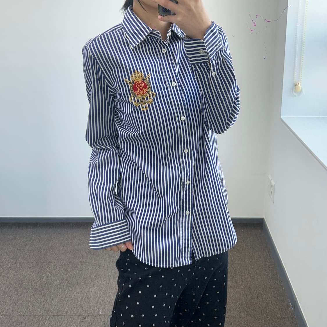 Polo 폴로 문장 로고 스트라이프 네이비 셔츠 상품이미지2