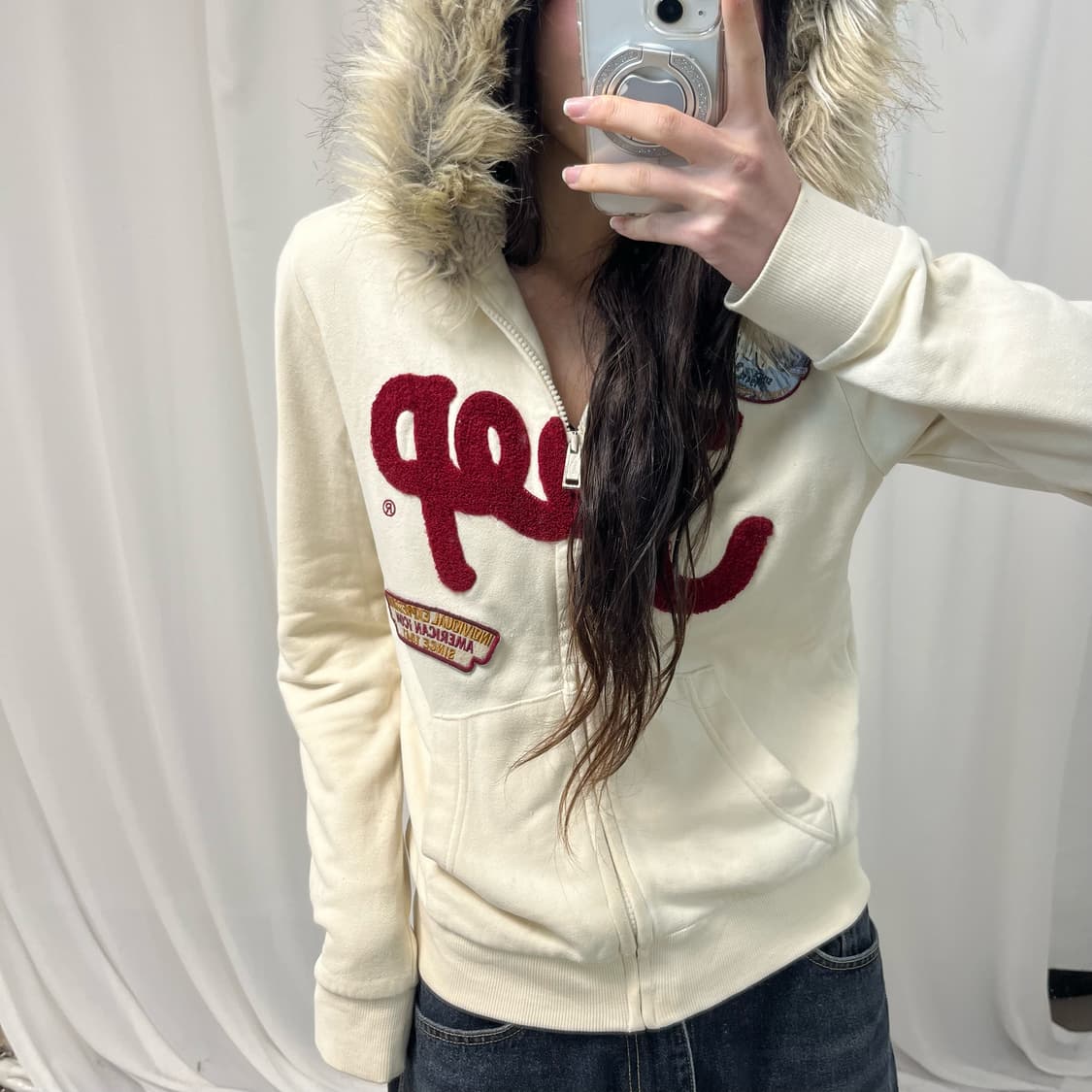 JEEP Ivory Wolf-jaw Hoodie Zip-up 상품이미지3