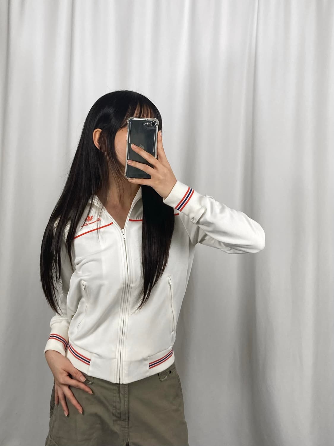 아디다스 백셔링 화이트 져지 집업 상품이미지2