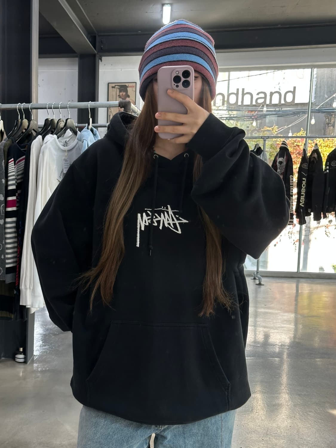 스투시 스탁로고 후드티 블랙 상품이미지1