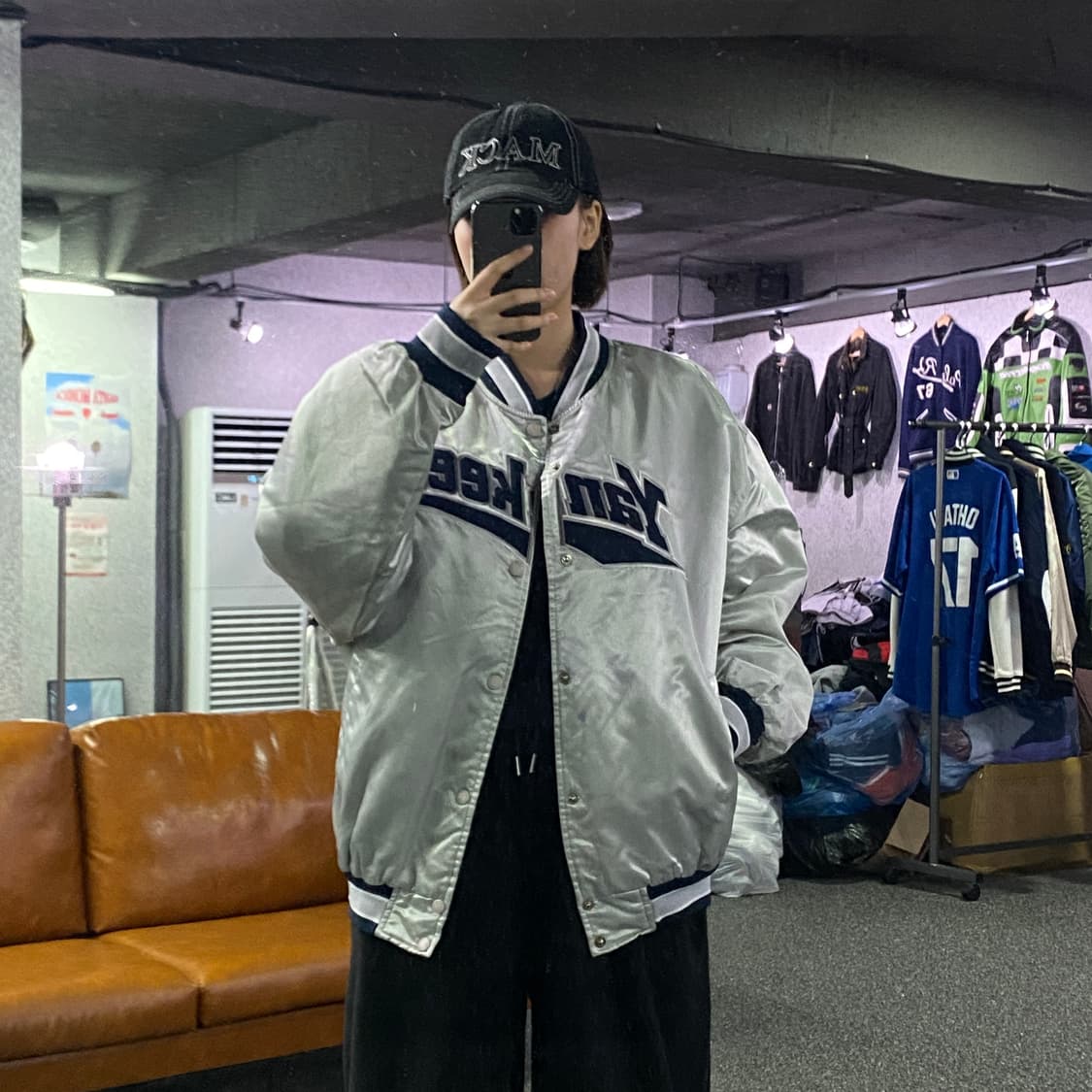 MLB 양키스 실버 새틴 바시티 자켓 B2822 상품이미지1