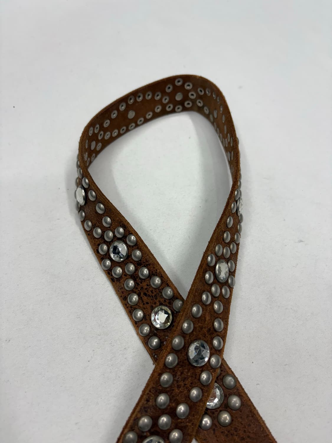 빈티지 브라운 레더 웨스턴 스터드 벨트 상품이미지4