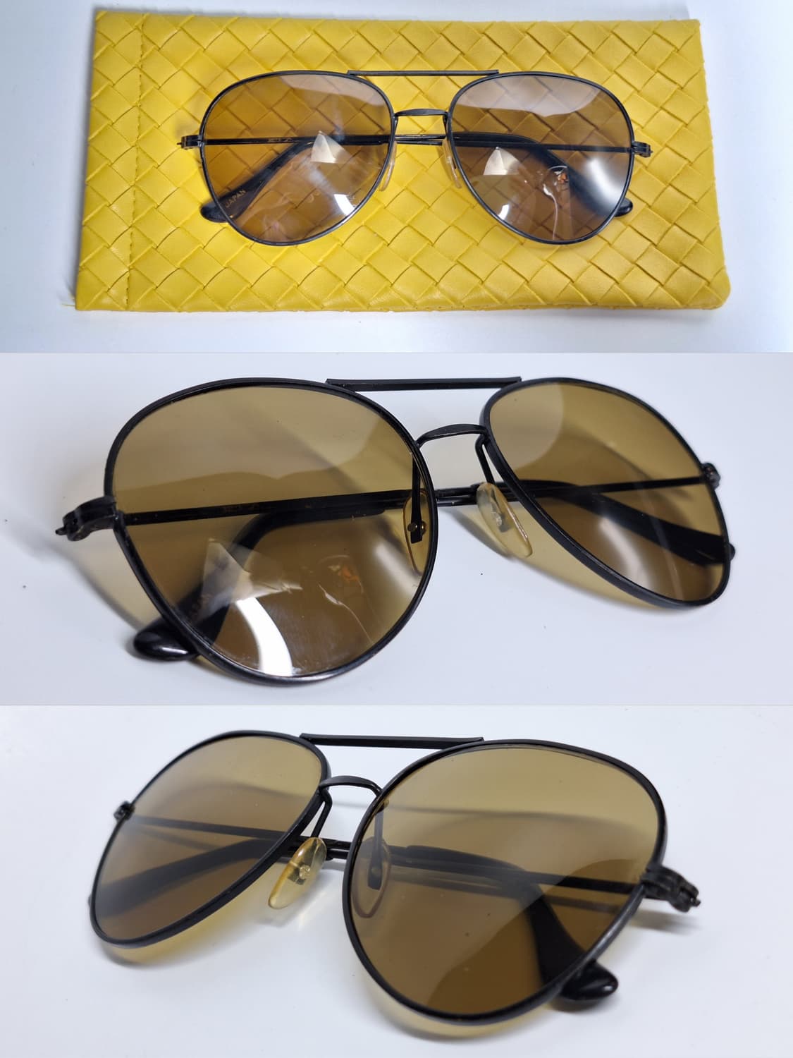 90s 일본 빈티지 에비에이터 투브릿지 더블브릿지 선글라스 겸 안경테 상품이미지3