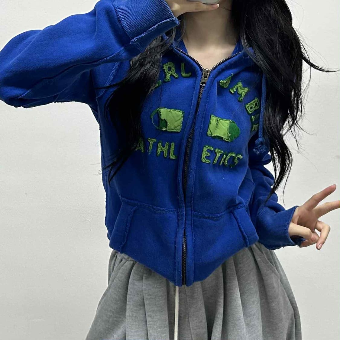 아베크롬비 y2k 올드스쿨 스웻 후드집업 희귀져지(M) 상품이미지1