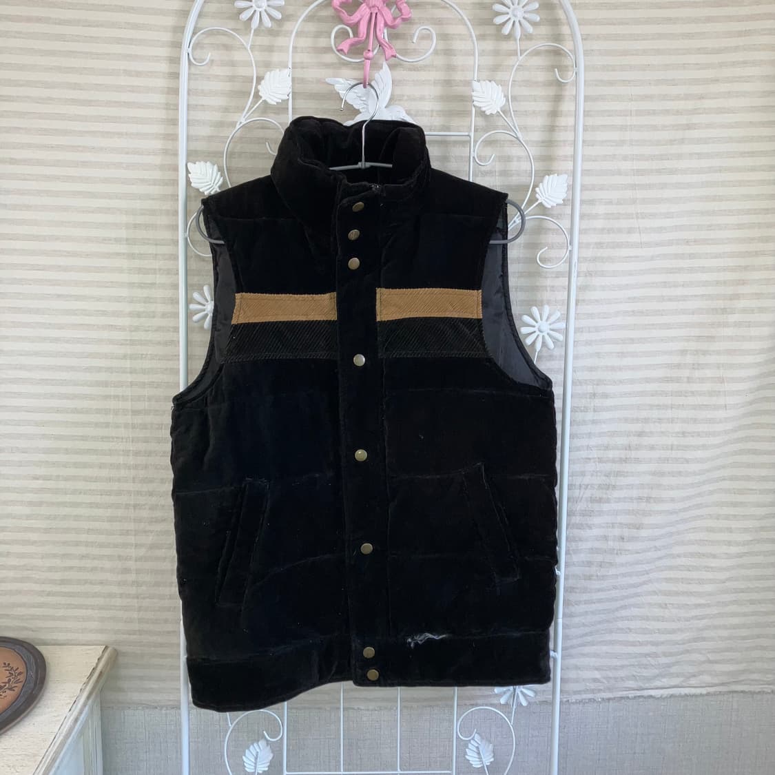 jpn vintage 블랙 골드 배색 패딩 조끼 y2k 스트릿 갸루 펑키 상품이미지1