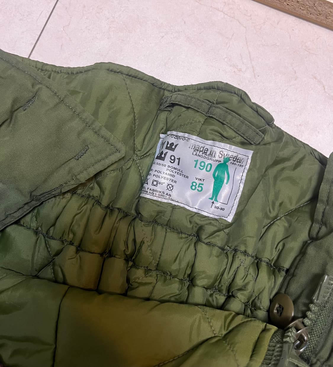 Made in sweden 스웨덴군 동계용 팬츠 오리지널 상품이미지5