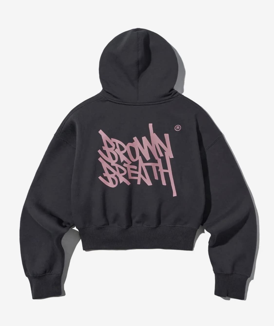 W TAG CROP HOODIE - CHARCOAL 상품이미지1