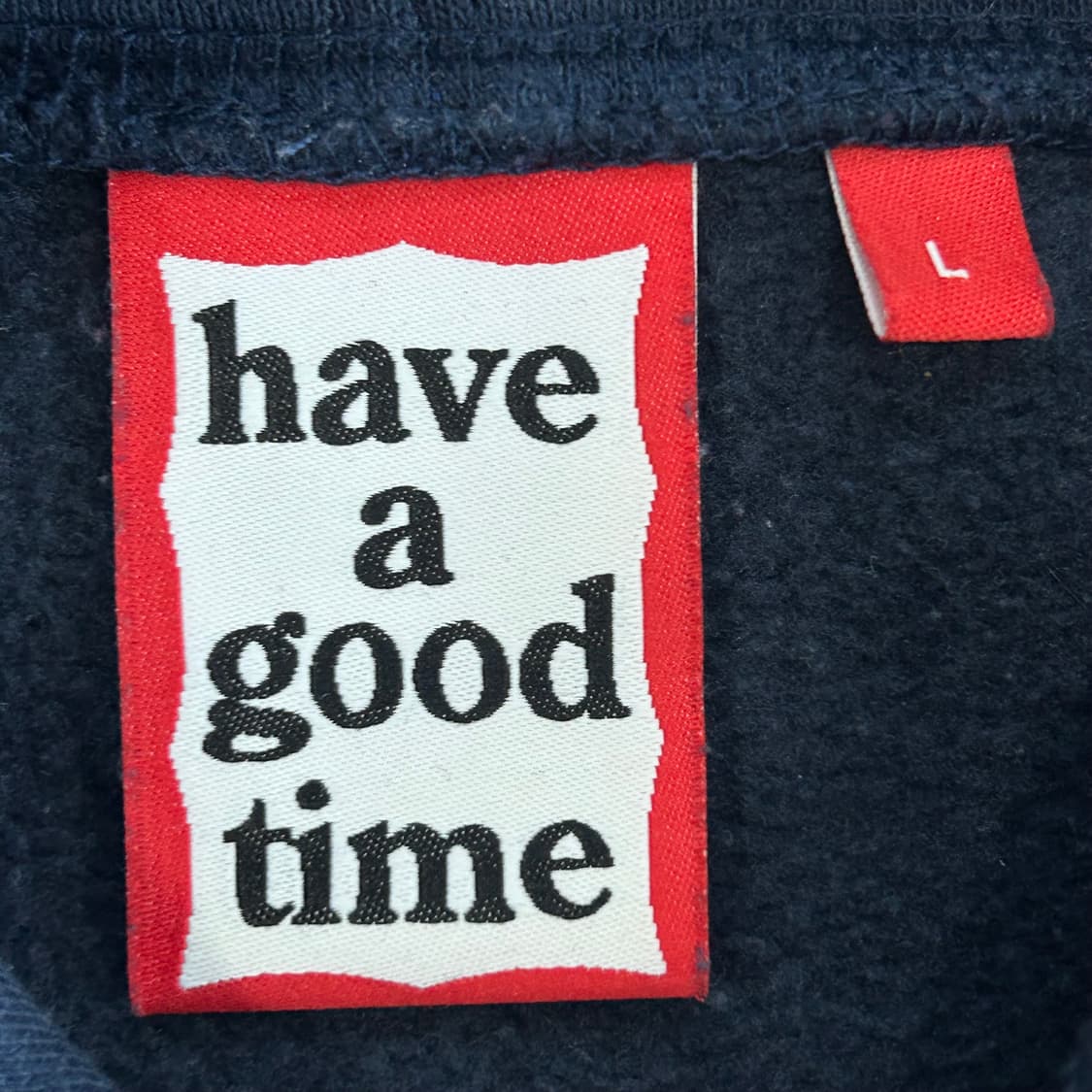 Have a good time 블루로고 네이비 후드티  상품이미지5