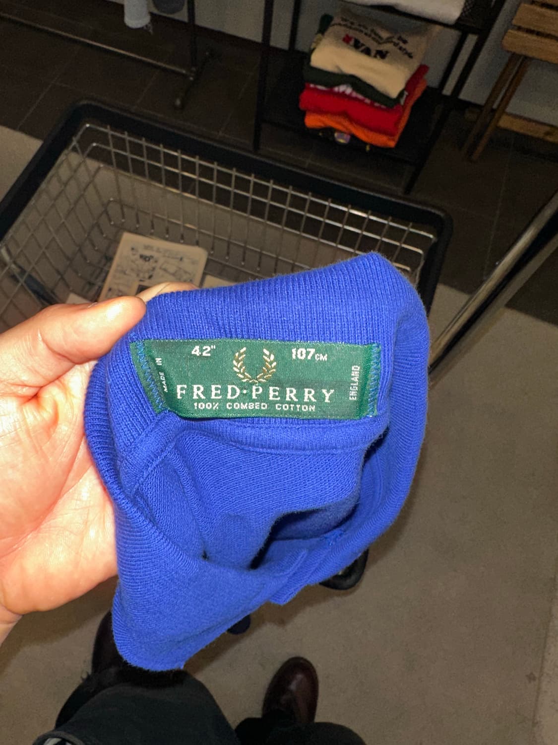 90’s Fred Perry England blue collar T 상품이미지8