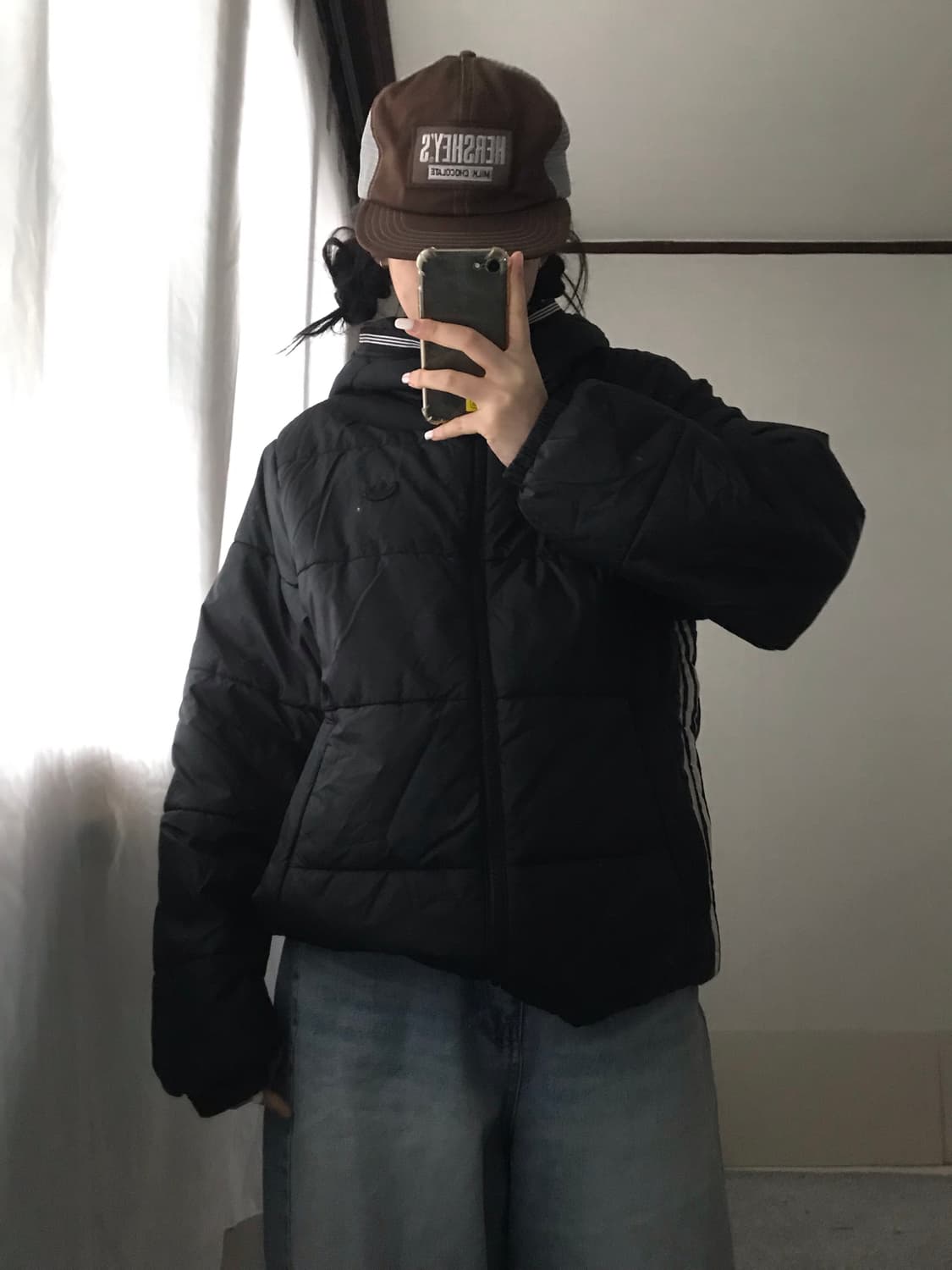 아디다스 블랙 파이어버드 후드 패딩 상품이미지1