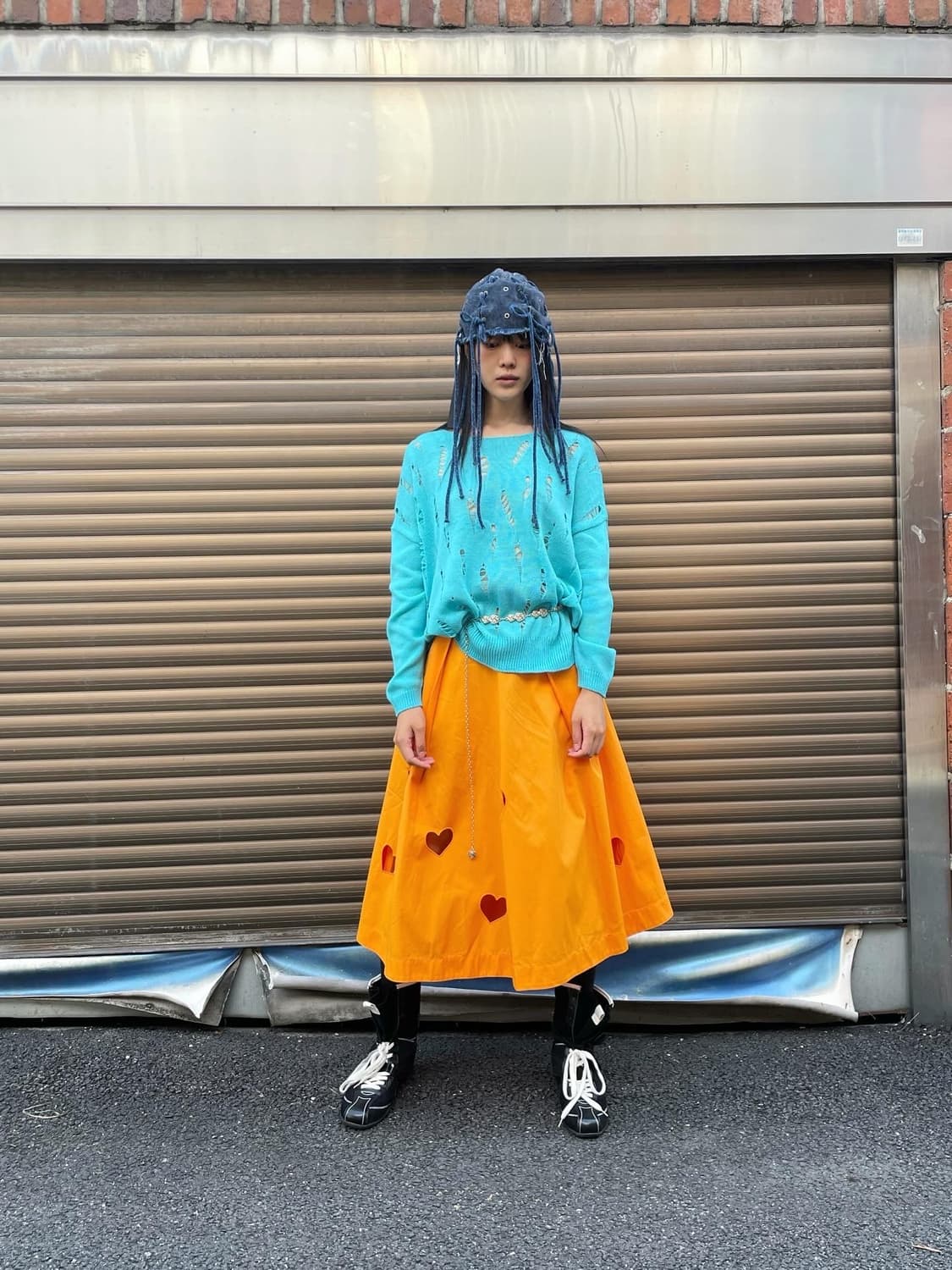MSGM Orange heart cut out skirt 상품이미지3