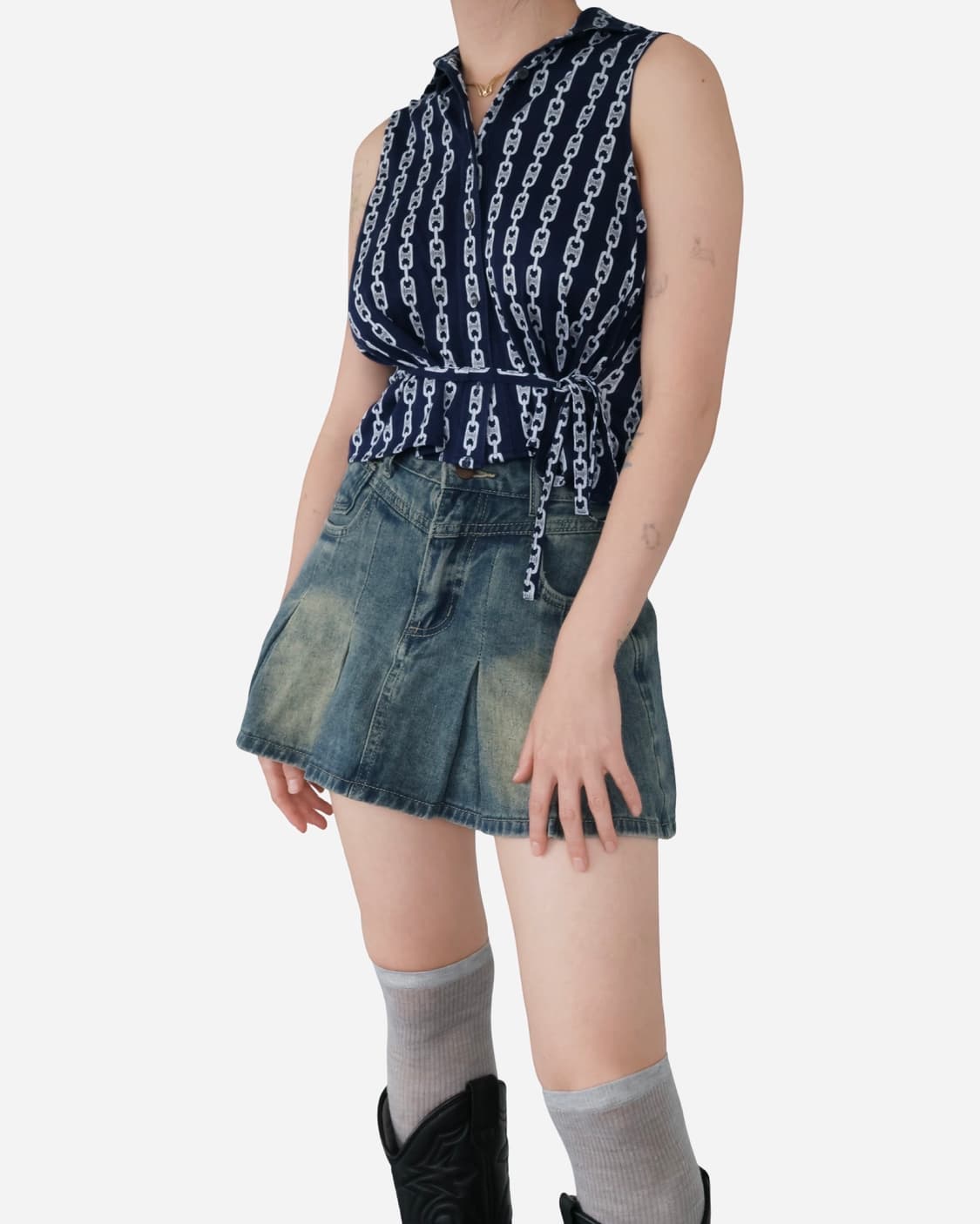 CELINE Chain Pattern Sleeveless Blouse 상품이미지2