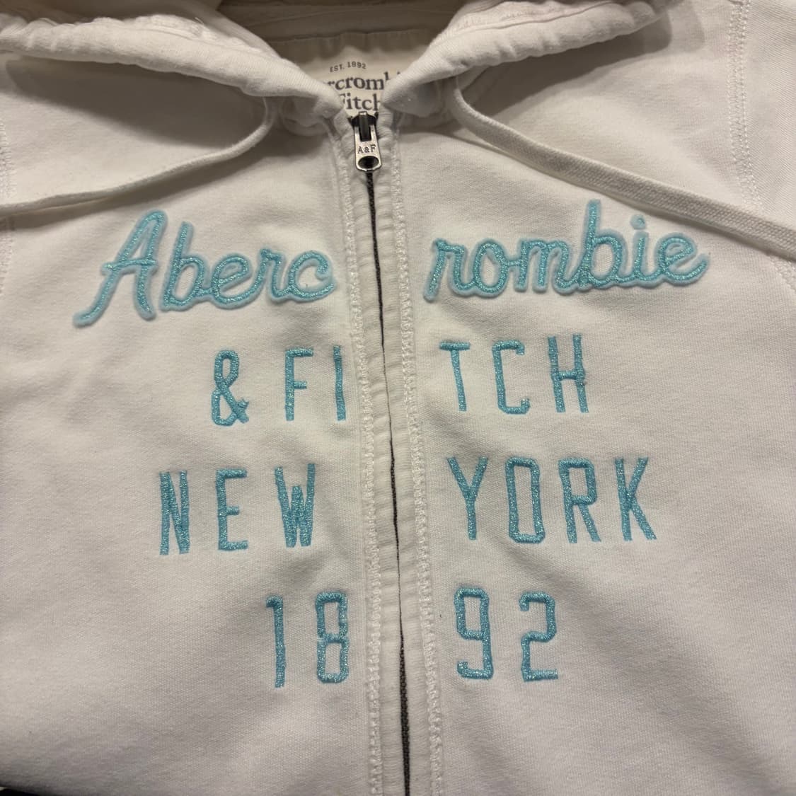 [L] 아베크롬비 민트 화이트 후드집업 D830 상품이미지4