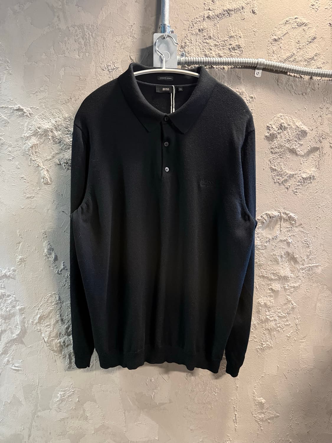 휴고보스 BOSS 엑스트라파인 메리노 울 니트 폴로 블랙 XXL 상품이미지1