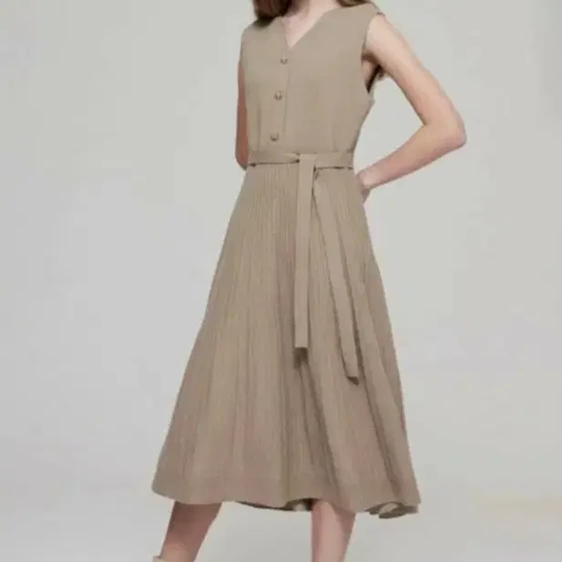 한섬 마인 울 100% 니트 플리츠 롱 원피스 (상태최상) 55 상품이미지1