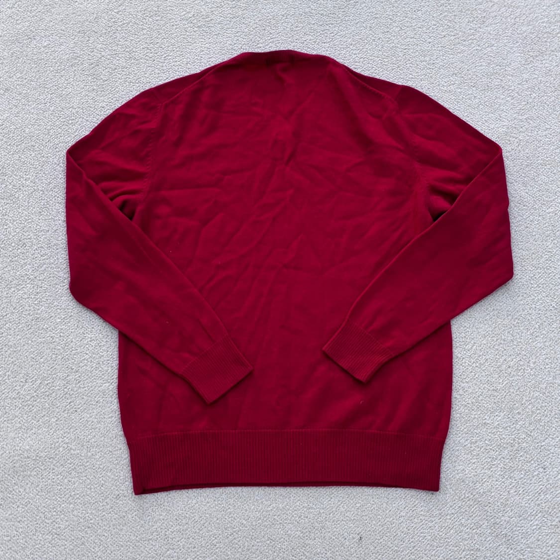 100 헤지스 레드 브이넥 코튼 니트 0408E1 상품이미지2